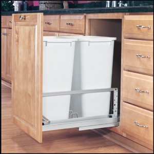 Rev-A-Shelf Double 50 Qt. Heavy-Duty Aluminum Waste Container Pull-Out