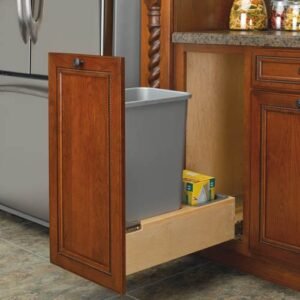 Rev-A-Shelf 35 Qt. Soft-Close Wood Waste Container | Rev-A-Motion | Silver Bin