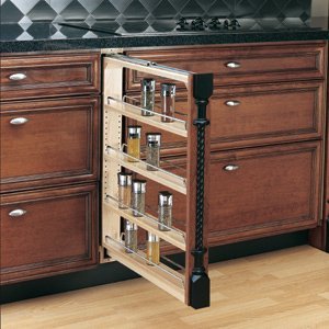 Rev-A-Shelf 3" Base Filler Pull-Out Organizer | Wood Cabinet Storage & Spice Rack (30" H)