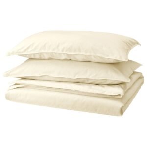 ÄNGSLILJA Duvet cover and 2 pillowcases - natural 240x220/50x80 cm (94x87/20x31 ")