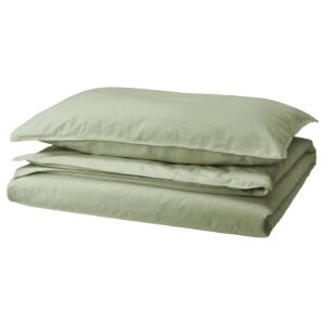 ÄNGSLILJA Duvet cover and pillowcase - grey-green 150x200/50x80 cm (59x79/20x31 ")