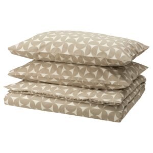 ÄNGSNEJLIKA Duvet cover and 2 pillowcases - grey-beige/off-white 240x220/50x80 cm (94x87/20x31 ")