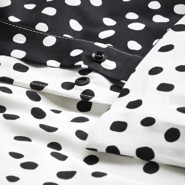 BJÖRKGRÅMAL Duvet cover and 2 pillowcases - black white/dotted 240x220/50x80 cm (94x87/20x31 ") - Image 3