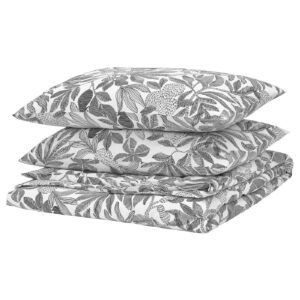 BROKDRACENA Duvet cover and 2 pillowcases - white/black 240x220/50x80 cm (94x87/20x31 ")