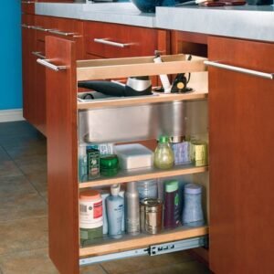 Pull-Out Vanity Grooming Organizer | Hair Tool Storage with Stainless Bins (Fits 12" Cabinet)
