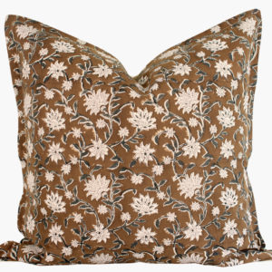 Carla Indian Block Print Pillow Cover - Tan, Sage, Natural