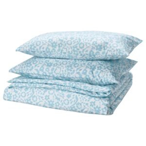 CYMBALBLOMMA Duvet cover and 2 pillowcases - white/blue 240x220/50x80 cm (94x87/20x31 ")