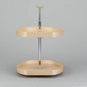 D-Shape LD Banded Wood 2 Shelf Corner Lazy Susans