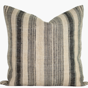 Hmong Vintage Hemp Pillow Cover - Natural and Charcoal