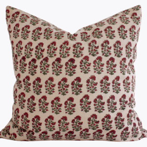 Indian Block Print Pillow Cover - Beige, Rust, Olive