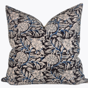 Indian Block Print Pillow Cover - Black, Gray, Indigo
