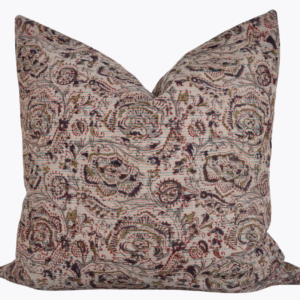 Indian Block Print Pillow Cover - Blue Gray, Olive, Rust