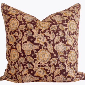 Indian Block Print Pillow Cover - Burnt Rust, Stone, Acorn
