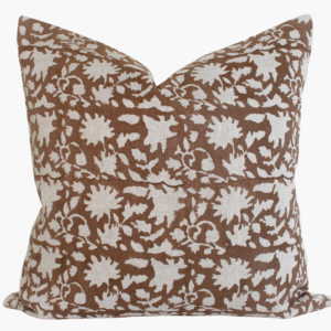 Indian Block Print Pillow Cover - Chocolate Brown and Natural