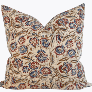 Indian Block Print Pillow Cover - Creme, Tan, Indigo, Rust