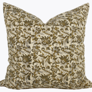 Indian Block Print Pillow Cover - Ochre and Olive