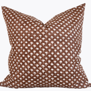 Indian Block Print Pillow Cover - Reddish Brown and Ivory