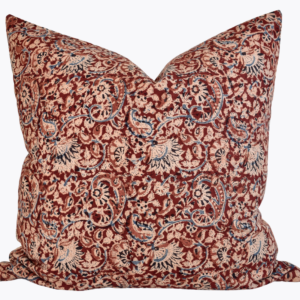 Indian Block Print Pillow Cover - Rust, Tan, Indigo