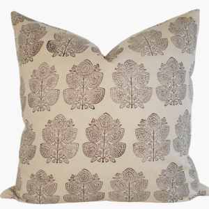 Indian Block Print Pillow Cover - Sand, Beige Black