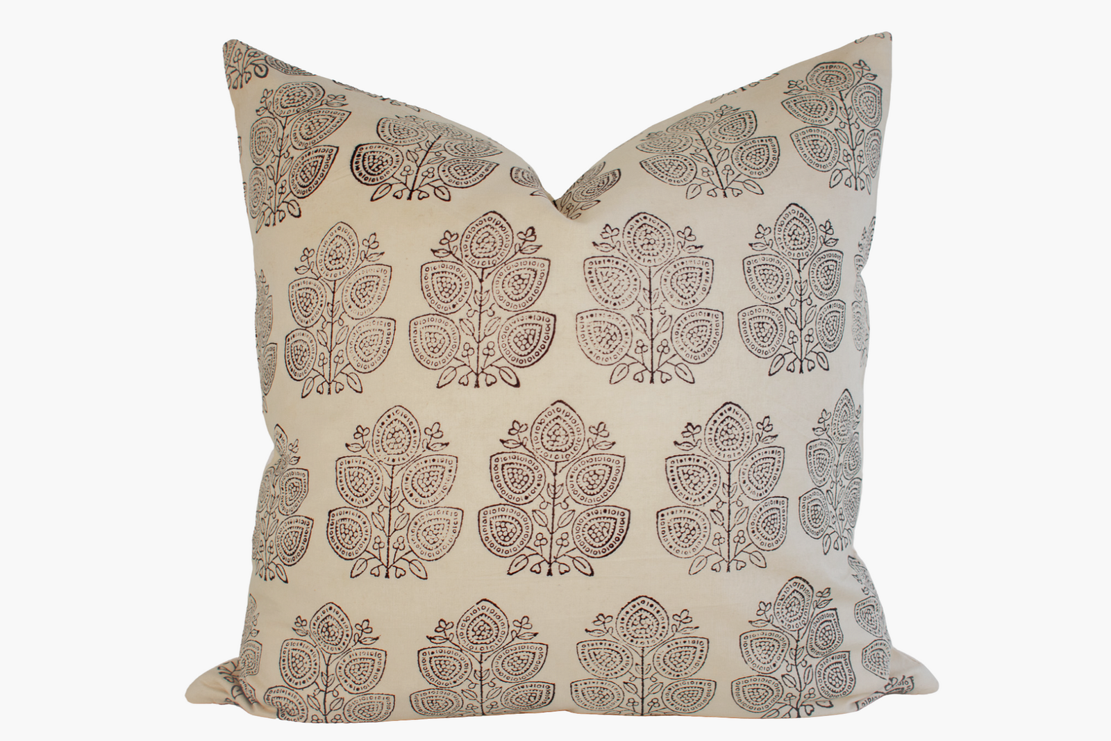 Indian Block Print Pillow Cover - Sand, Beige Black