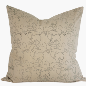 Leni Indian Block Print Pillow Cover - Burlap and Charcoal