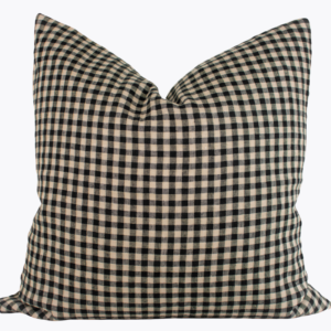 Linen Pillow Cover - Beige and Black Gingham