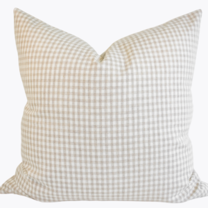 Linen Pillow Cover - Beige and Ivory Mini Gingham