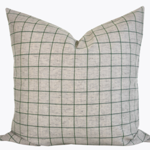 Linen Pillow Cover - Gray and Moss Window Pane