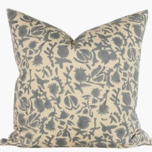 Selma Indian Block Print Pillow Cover - Beige and Pewter