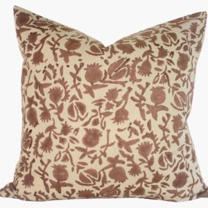 Selma Indian Block Print Pillow Cover - Beige and Russet