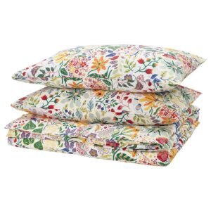 STRANDLUMMER Duvet cover and 2 pillowcases - multicolour/floral pattern 240x220/50x80 cm (94x87/20x31 ")