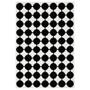 VÄNDPLATS Rug, low pile - white/black dotted 133x195 cm (4 ' 4 "x6 ' 5 ")