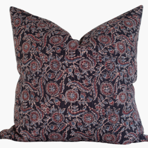 Vintage Indian Block Print Pillow Cover - Indigo, Slate Blue, Burgundy