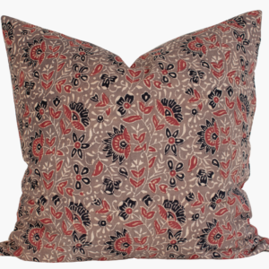 Vintage Indian Block Print Pillow Cover - Nutmeg, Rust, Black