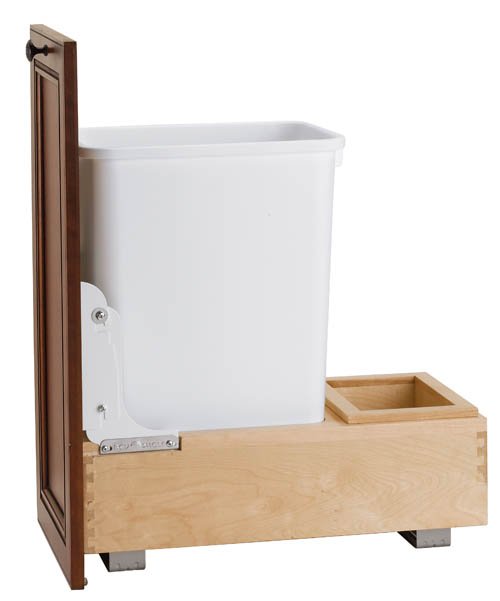 12.5-Inch Wide Classic Wood 35 Quart Pull-Out Waste Bin 12.5-Inch Wide Classic Wood 35 Quart Pull-Out Waste Bin
