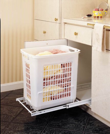 14 3/8" Wide Bottom-Mount Wire Hamper with Polymer Bin