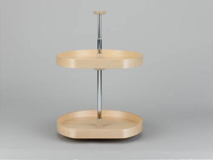 D-Shape LD Banded Wooden 2-Shelf Corner Lazy Susans