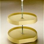 White 20-Inch D-Shaped Two-Tier Lazy Susan with Polymer Tray