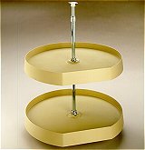 White 20-Inch D-Shaped Two-Tier Lazy Susan with Polymer Tray